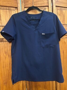 FIGS Women's Navy Short Sleeve V-Neck Scrub Top